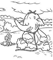 coloriage efelant et petit gourou plein de boue